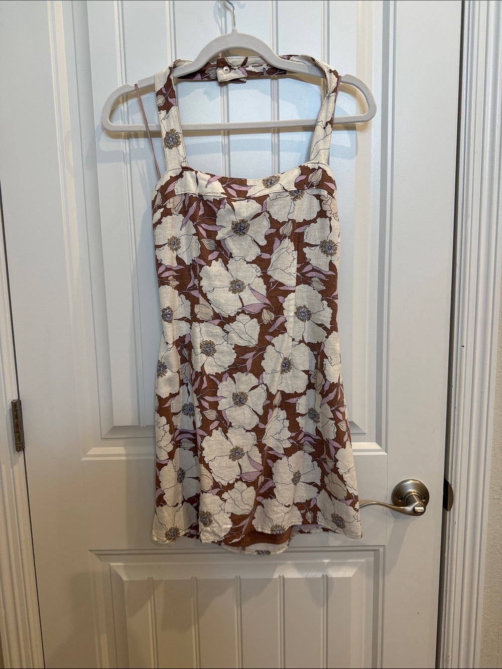 Abercrombie & Fitch Cream Floral Mini Dress with Brown Base